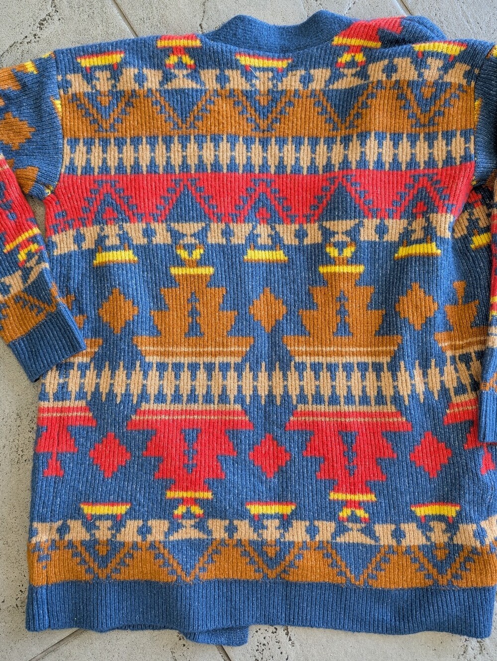 WORN 1X LUCKY BRAND AZTEC PRINT SWEATER CARDIGAN - Picture 2 of 9
